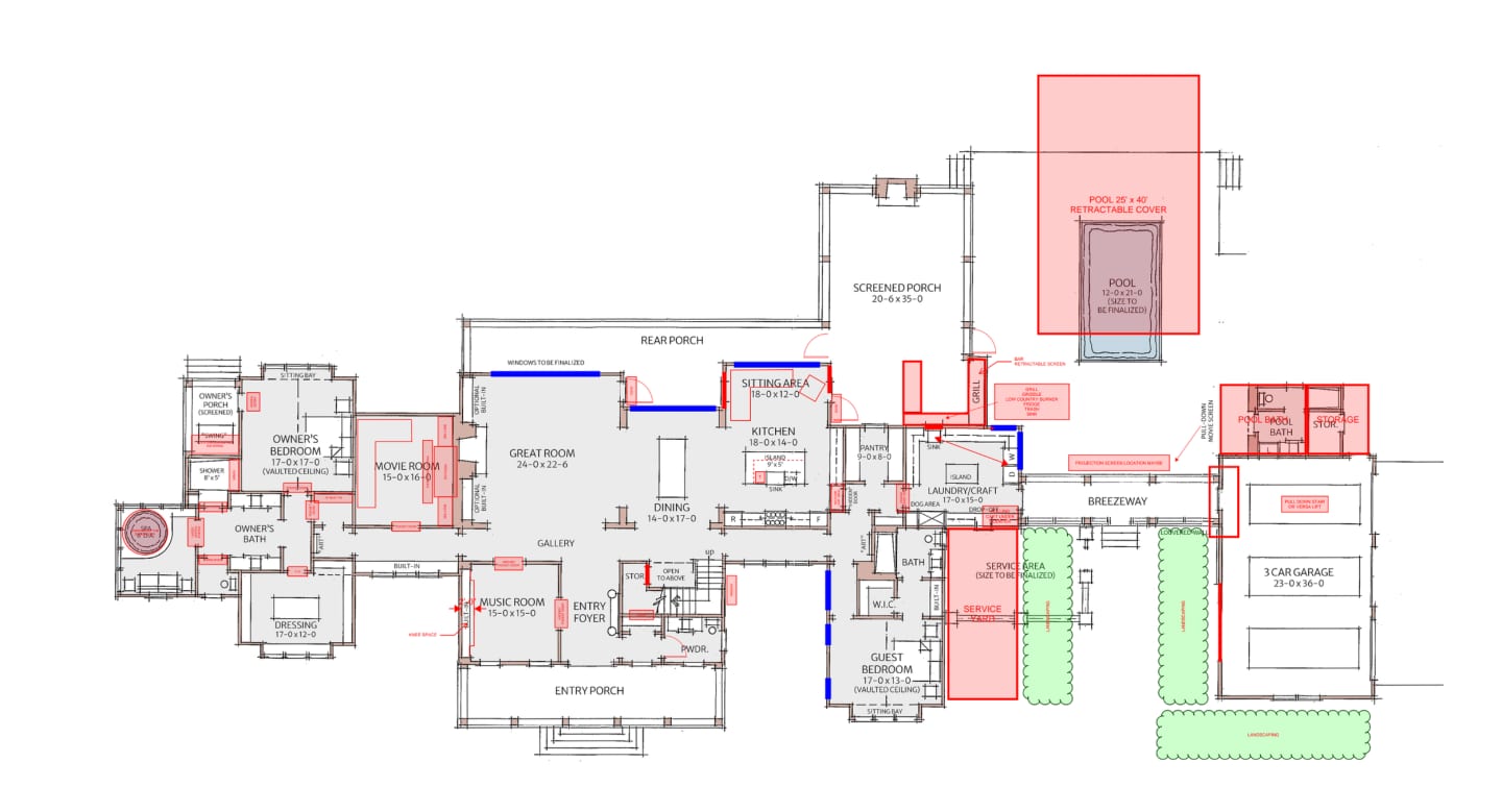 Color-coded floor plan used for interior design coordination