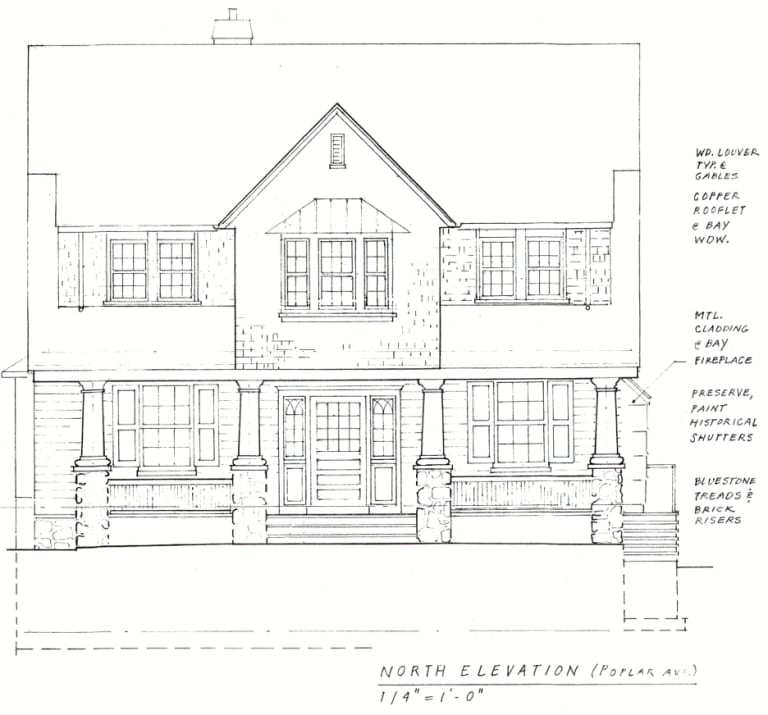 North elevation drawing for the Wayne renovation