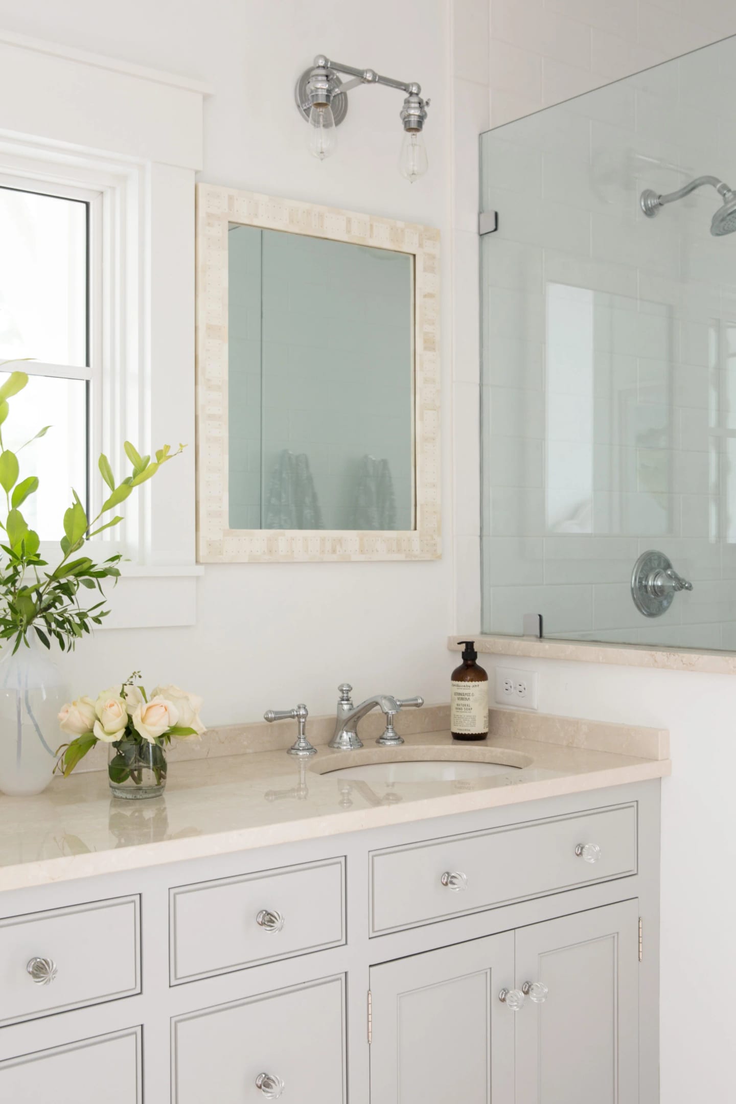 Bath vanity detail, Duck Crossing Residence in Palmetto Bluff, South Carolina