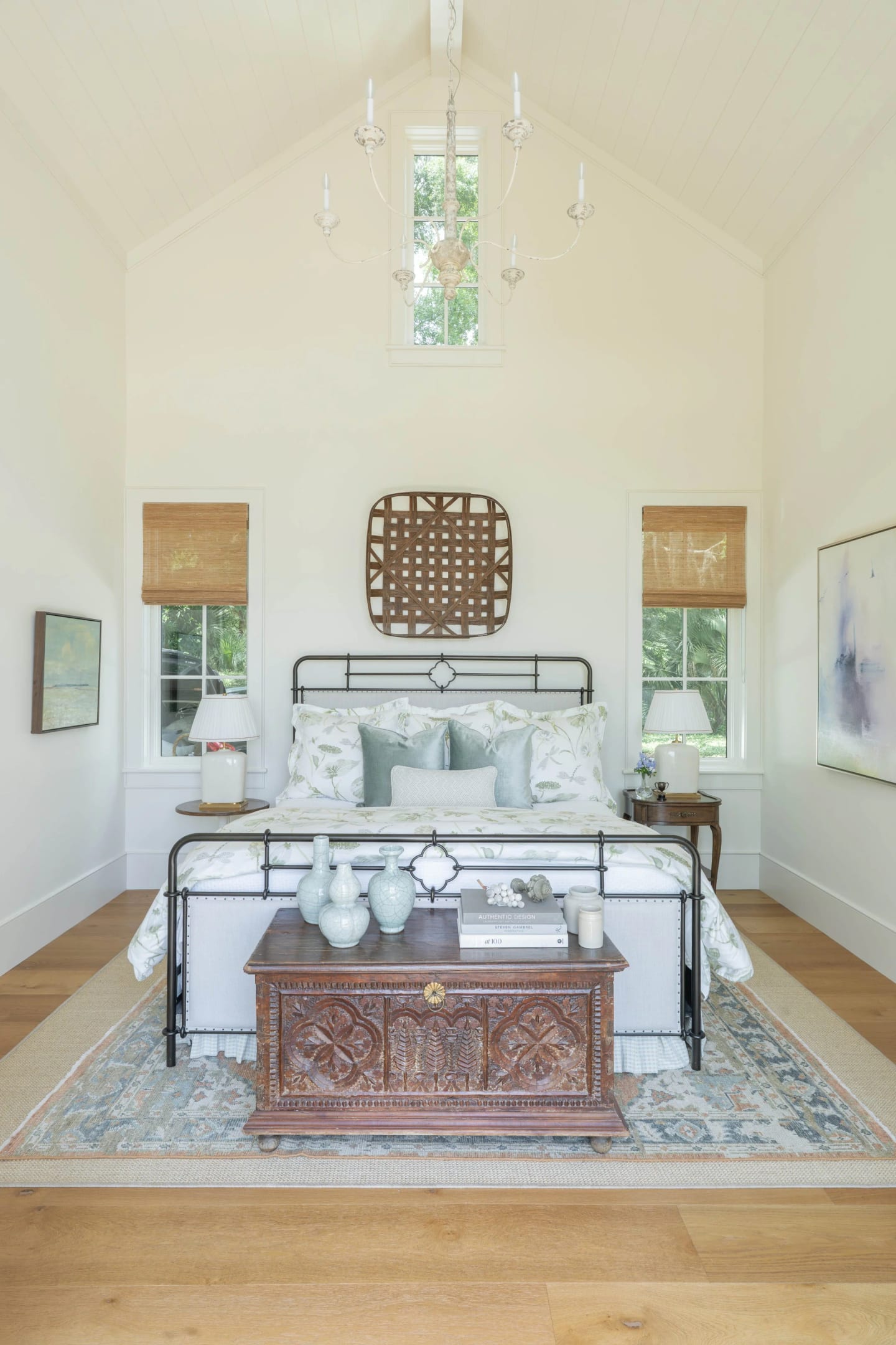 Bedroom vaulted ceiling, Lowcountry Waterfront Home on Spring Island, South Carolina