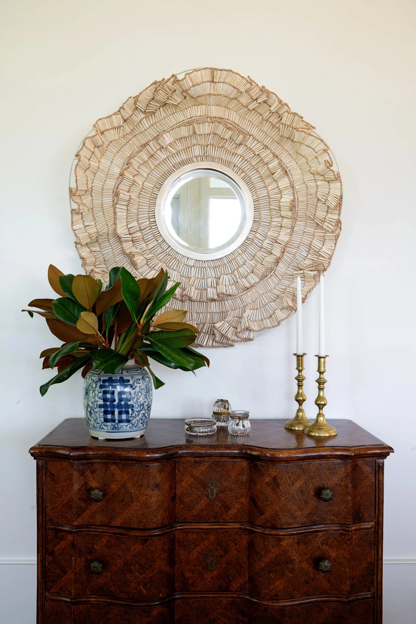 Entry console vignette, Lowcountry Waterfront Home on Spring Island, South Carolina