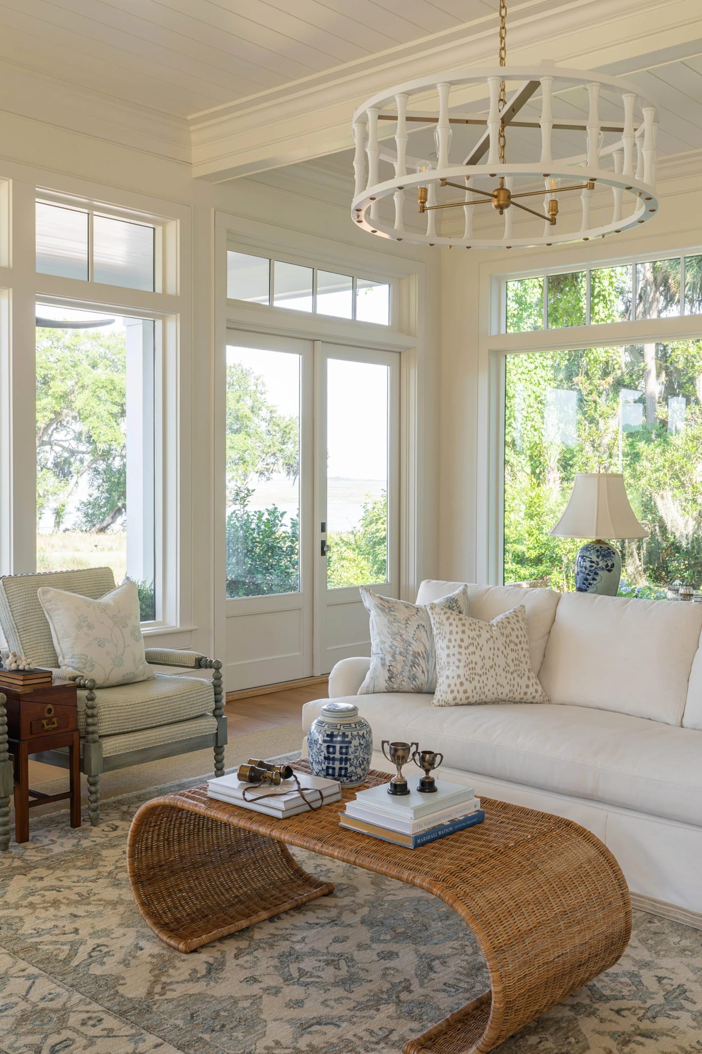 Living room sofa, Lowcountry Waterfront Home on Spring Island, South Carolina
