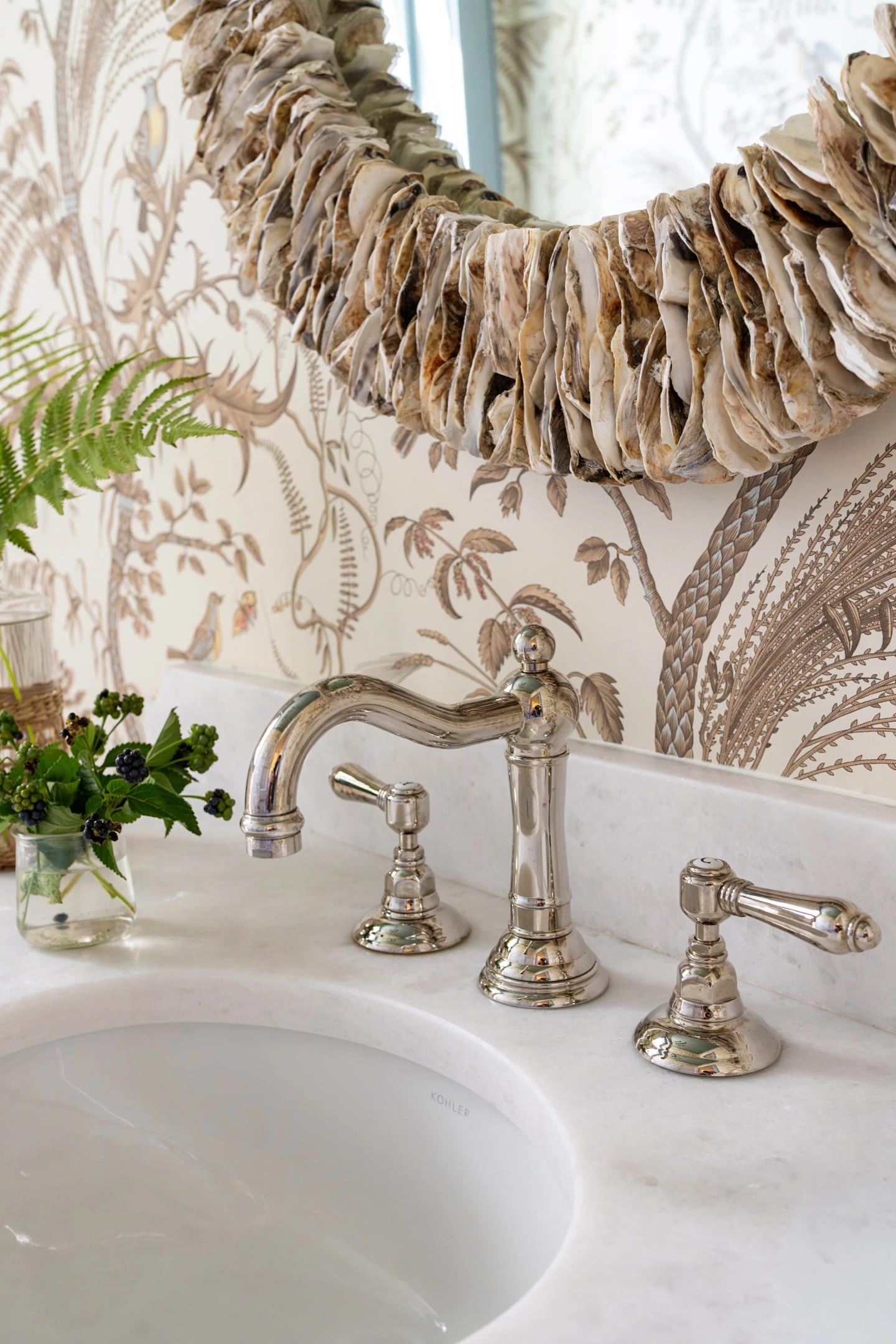 Powder room faucet detail, Lowcountry Waterfront Home on Spring Island, South Carolina