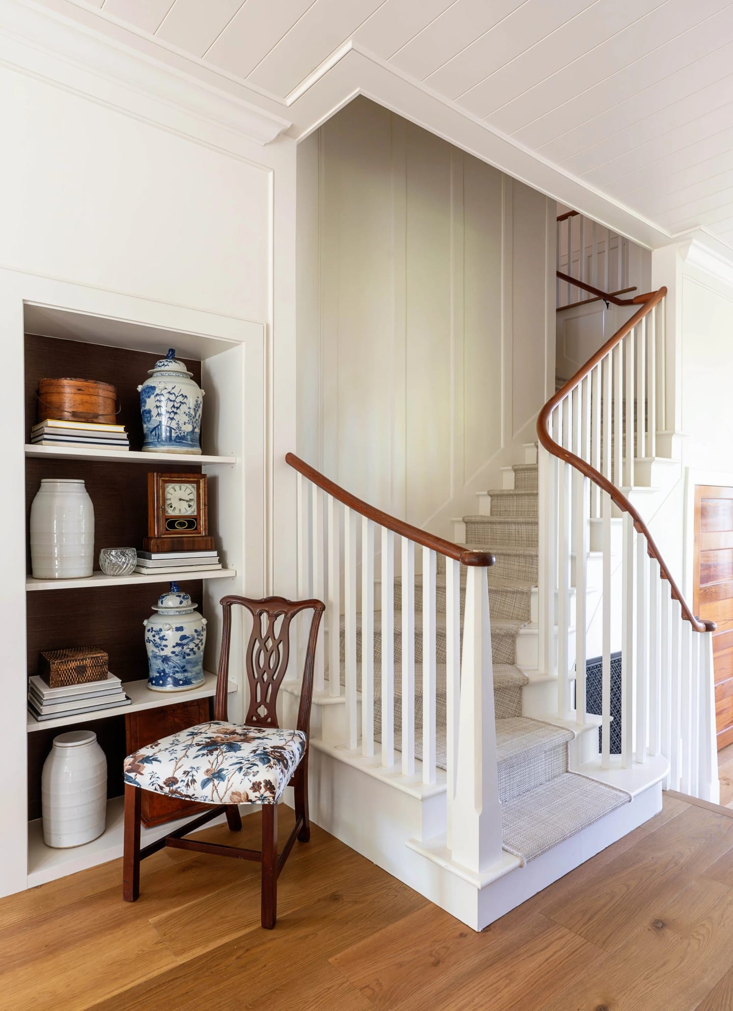 Stair hall chair, Lowcountry Waterfront Home on Spring Island, South Carolina