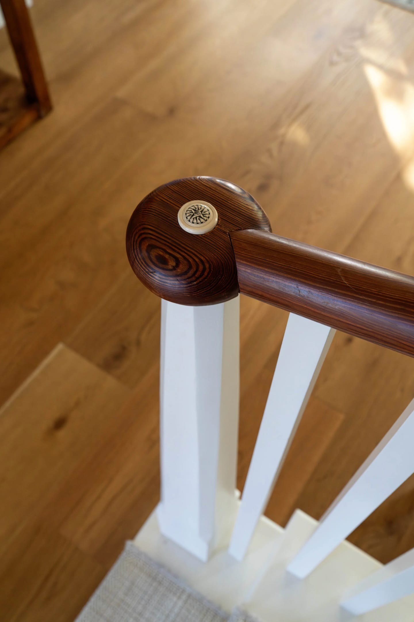 Stair newel detail, Lowcountry Waterfront Home on Spring Island, South Carolina