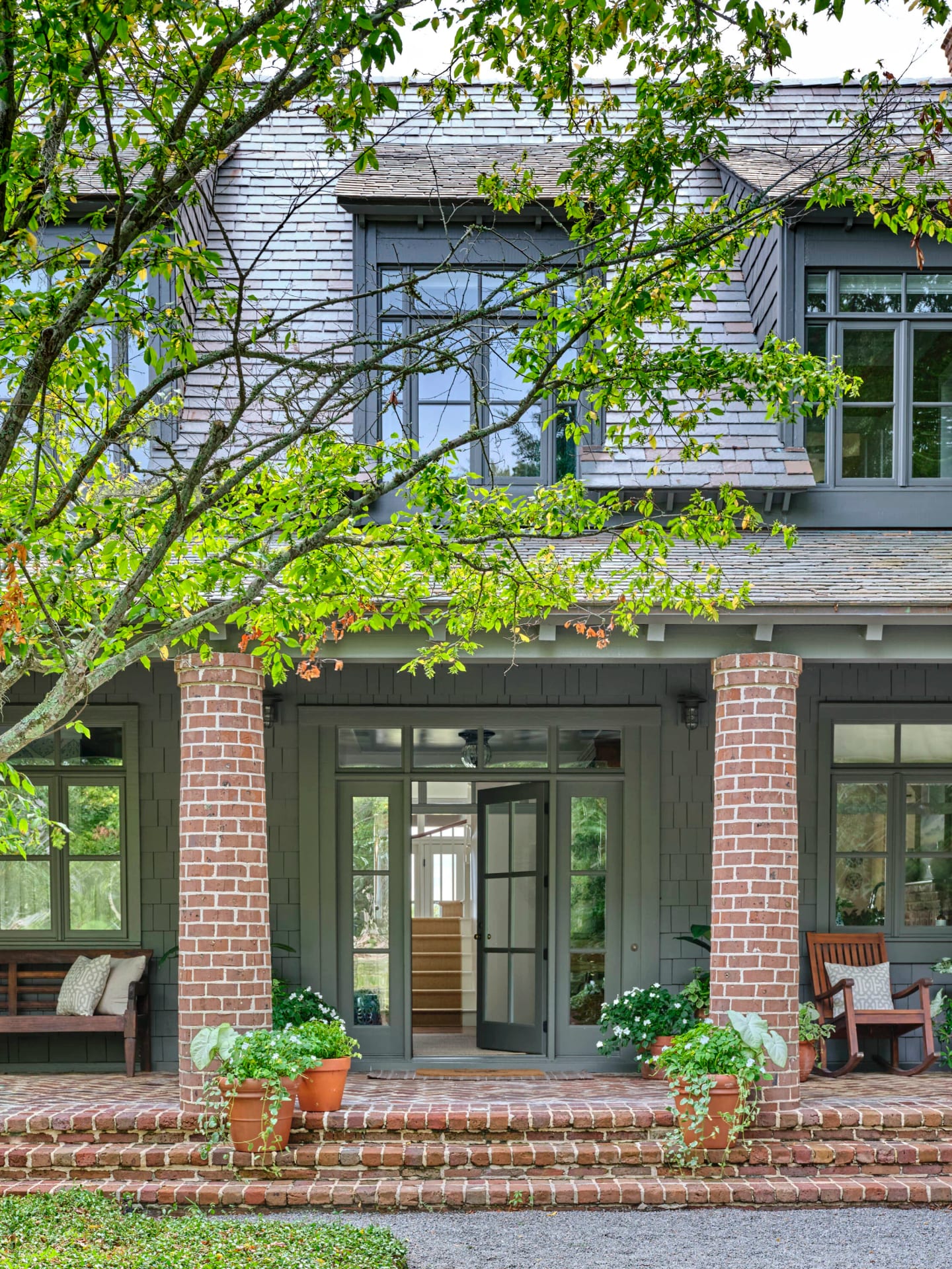 Exterior entry detail, Old Tabby Links Cottage in Okatie, South Carolina