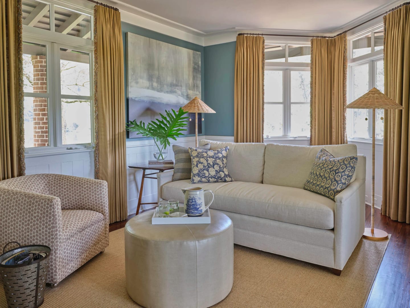 Sitting room drapes, Old Tabby Links Cottage in Okatie, South Carolina